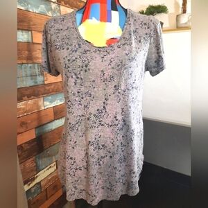 JOE FRESH jersey sweater with small floral patterns short sleeves gray size M